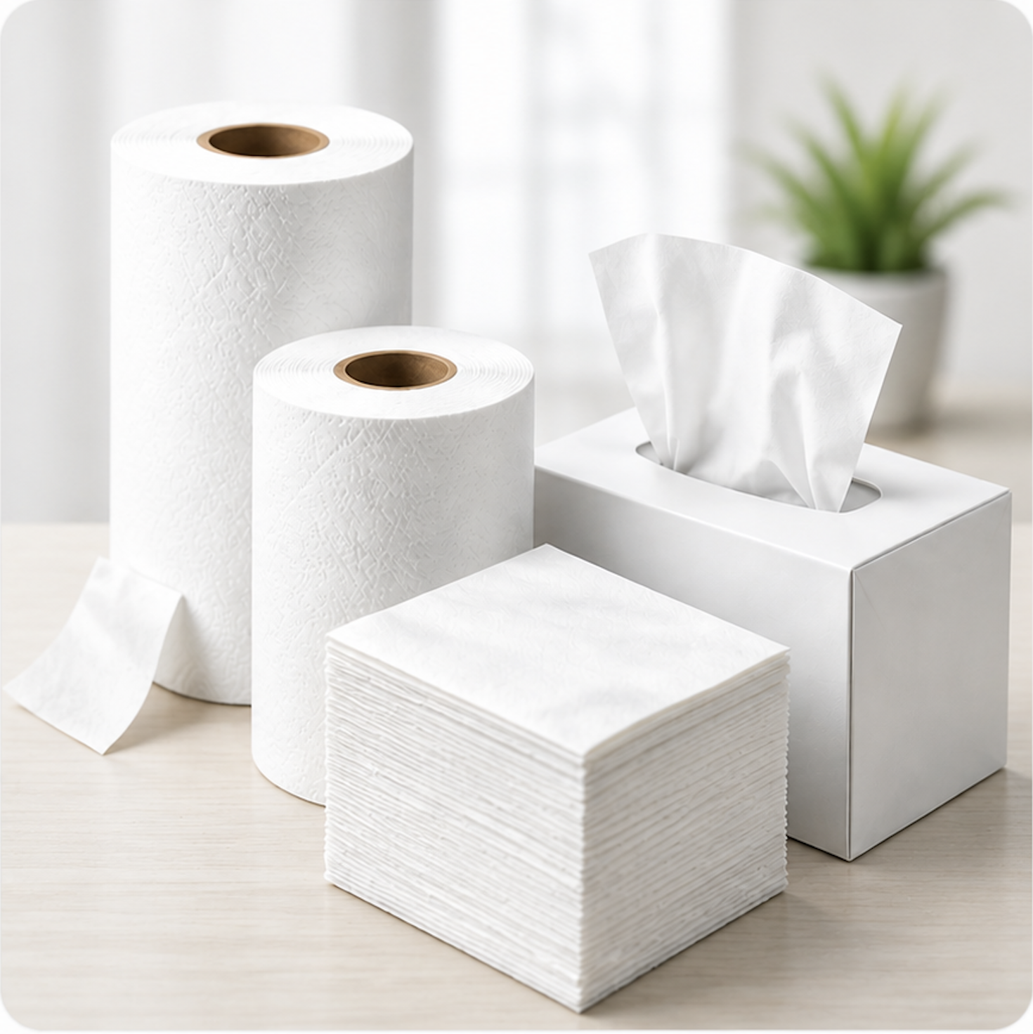 product showcase with garbage bags and tissue